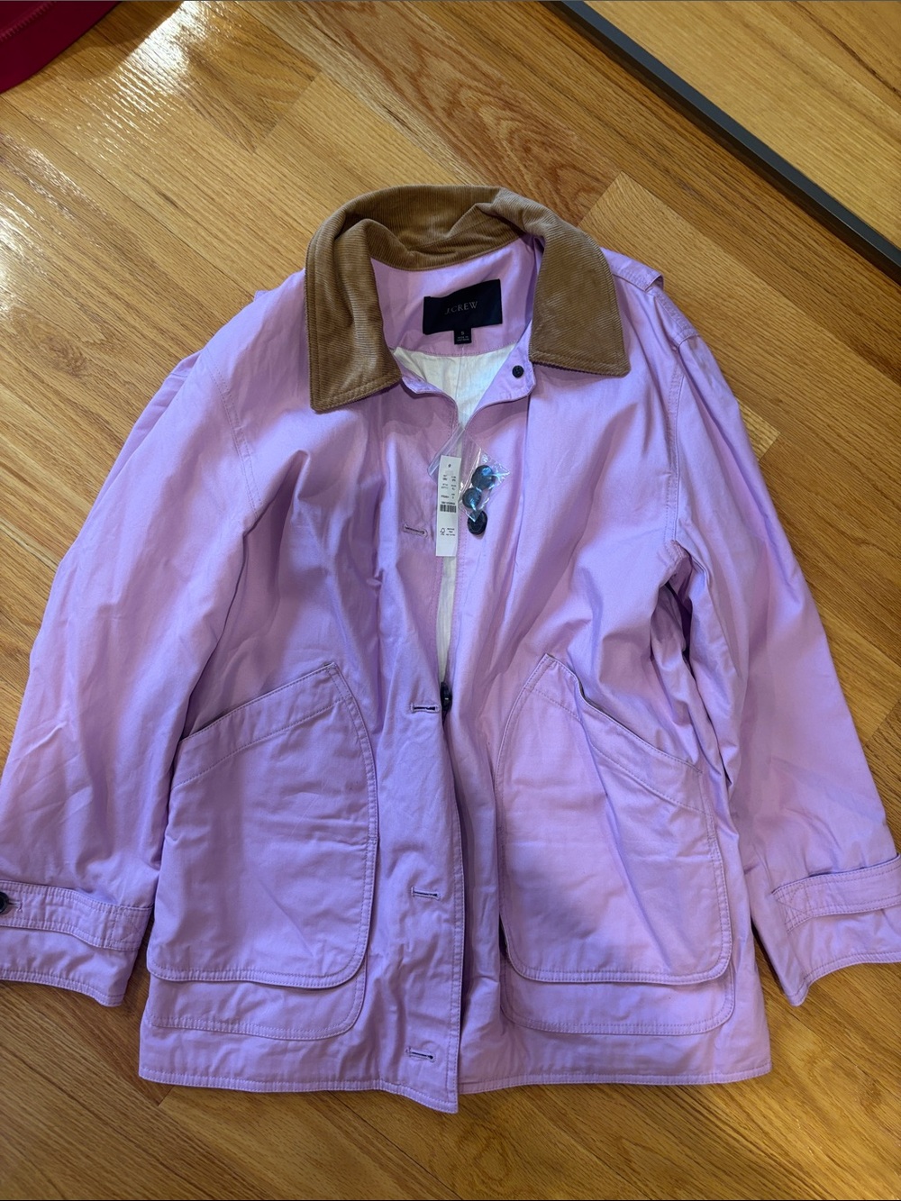 J. Crew Lavender Utility Jacket with Brown Corduroy Collar